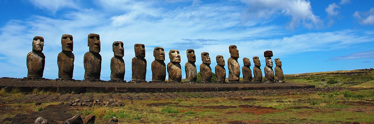 Three Wonders | Machu Picchu, Easter Island, Iguassu Falls | Peru, Chile and Argentina - background banner